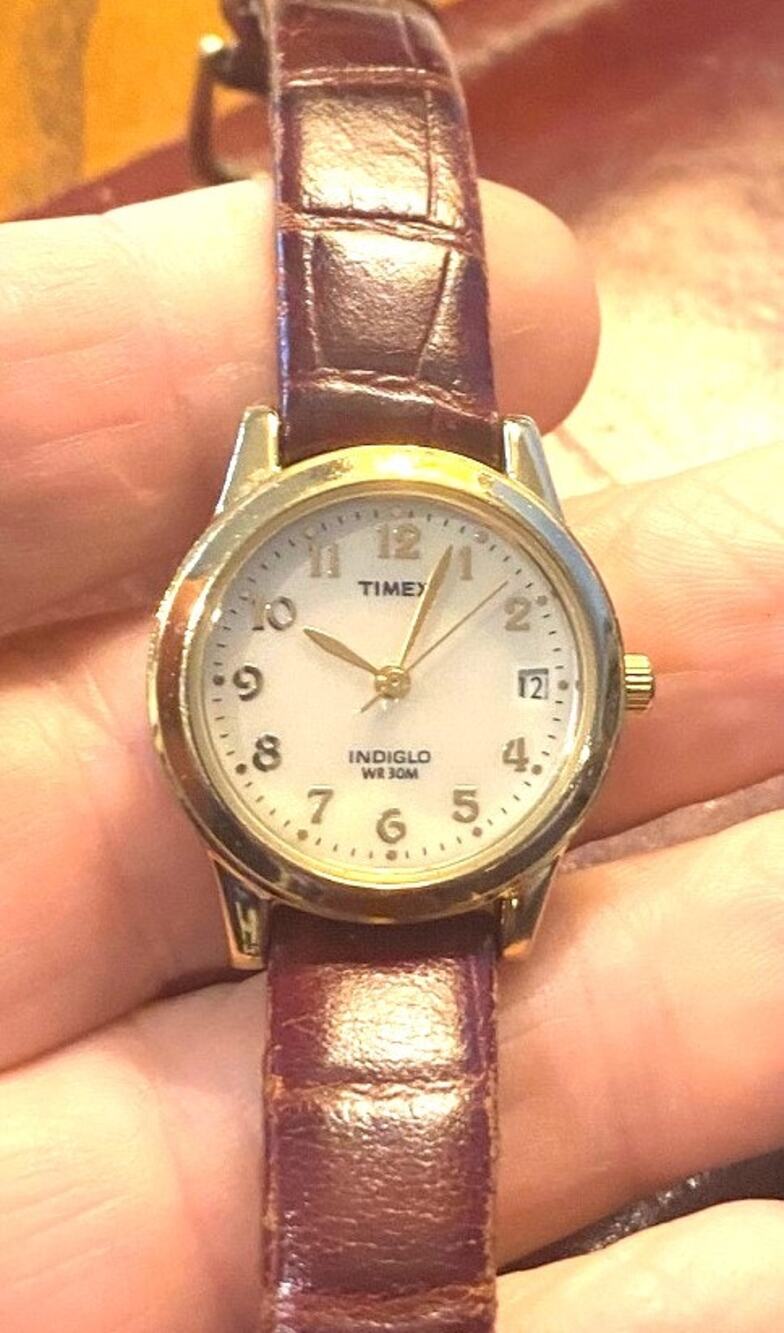 Women's 25mm Gold Tone Timex, MOP Face, Date, WR 30M